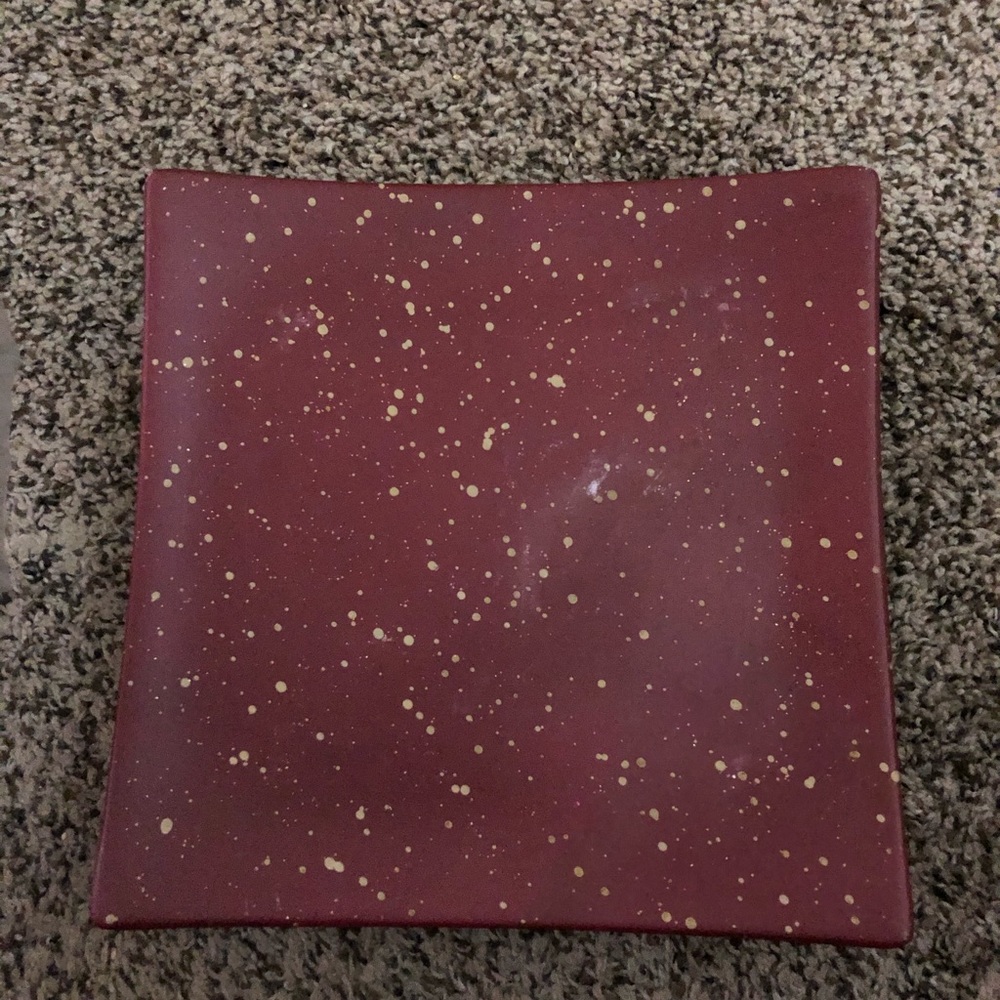 NWOT-Deep Red w/Gold Flecks-Candle Trivet/Platter